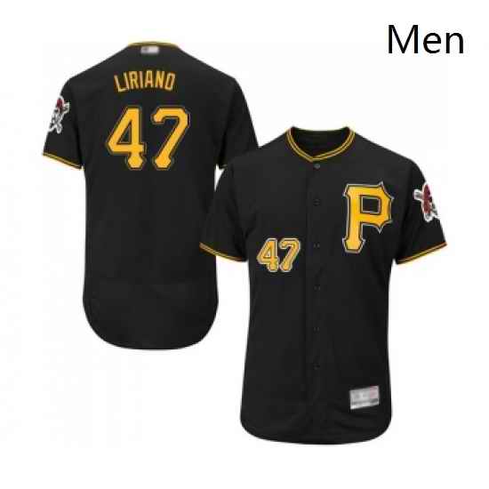Mens Pittsburgh Pirates 47 Francisco Liriano Black Alternate Flex Base Authentic Collection Baseball Jersey
